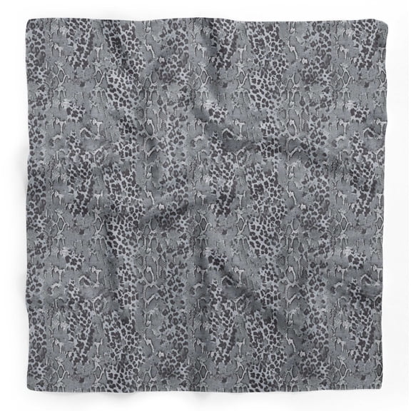 Bimba Gray Leopard & Snake Animal Skin Pure Silk Printed Head Bandanas Summer Neck Wrap Scarf 40 x 40 Inches