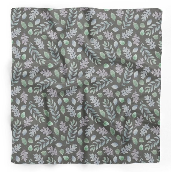 Bimba Gray & Oak Leaves Watercolor Pure Silk Printed Head Bandanas Summer Neck Wrap Scarf 40 x 40 Inches