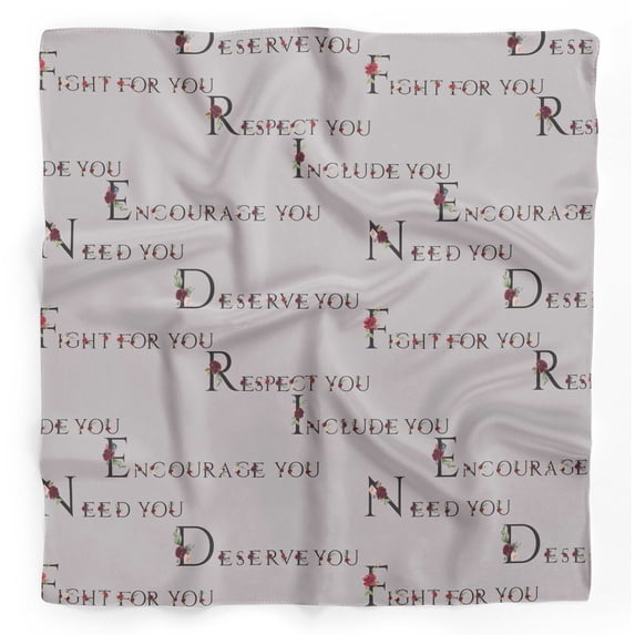 Bimba Gray Quotes Text Pure Silk Printed Scarf Dupatta Head Neck Wrap Bandanas For Women 40 x 40 Inches