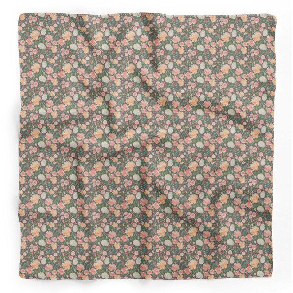 Bimba Gray Ranunculus Tango & Rose Floral Printed Pure Silk Scarf Neck Wrap Summer Hair Bandanas For Women 40 x 80 Inches