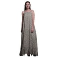 thumbnail image 1 of Bimba Gray2 Floral Leaves & Tulip Nightwear For Women Printed Nightgown Spaghetti Strap Maxi Dress Sleepwear X-Large, 1 of 5