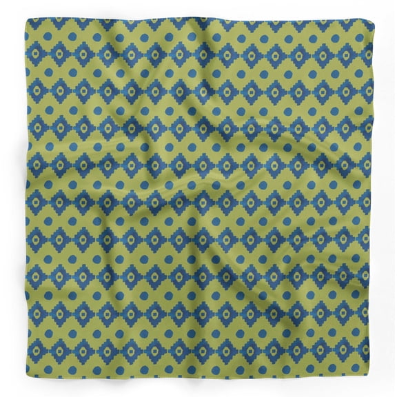 Bimba Green Aztec Geometric Printed Pure Silk Scarf For Hair Neck Head Bandanas For Women 40 x 80 Inches