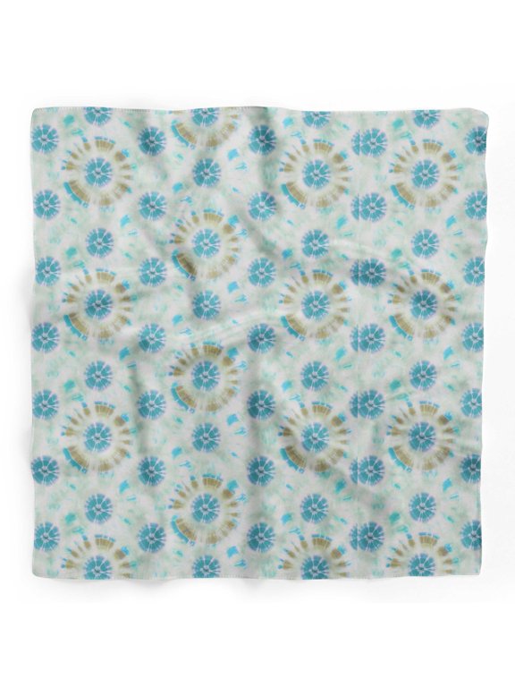 Green Bandhani Tie-Dye Printed Pure Silk Scarf Neck Wrap Summer Hair Bandanas For Women 40 x 40 Inches