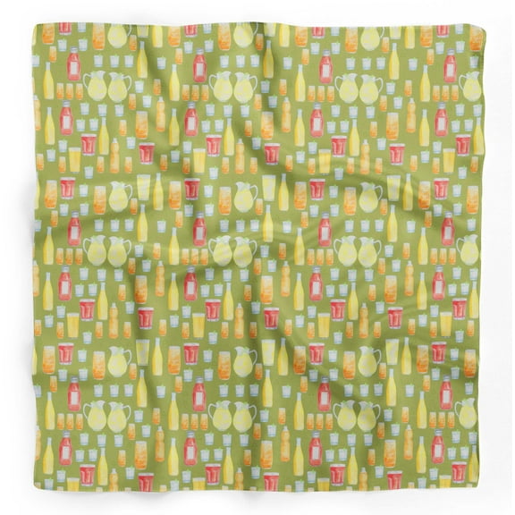 Bimba Green Bottle & Glass Kitchen Pure Silk Printed Head Bandanas Summer Neck Wrap Scarf 40 x 80 Inches