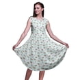 thumbnail image 1 of Bimba Green Branch & Humming Bird Printed Ladies Sleeveless Round Neck Summer Dress Casual Wear-X-Small, 1 of 6