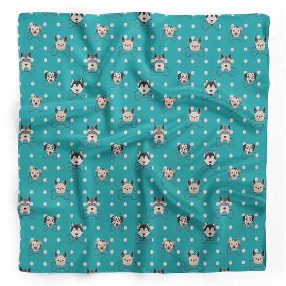 Bimba Green Chew & Dog Pure Silk Printed Scarf Dupatta Head Neck Wrap Bandanas For Women 40 x 40 Inches