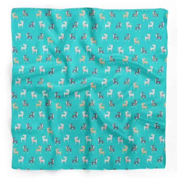 Bimba Green Chihuahua & Spiral Dog Pure Silk Printed Scarf Dupatta Head Neck Wrap Bandanas For Women 40 x 40 Inches