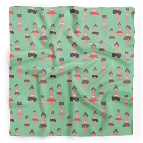 Bimba Green Cute Dolls Kids Printed Pure Silk Scarf For Hair Neck Head Bandanas For Women 40 x 40 Inches
