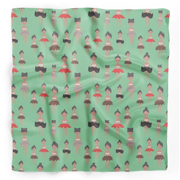 Bimba Green Cute Dolls Kids Printed Pure Silk Scarf For Hair Neck Head Bandanas For Women 40 x 80 Inches