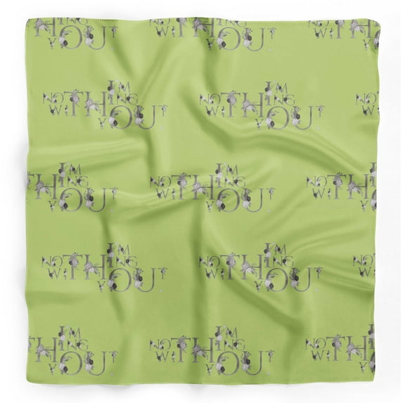 Bimba Green Floral Love Quotes Text Pure Silk Printed Scarf Dupatta Head Neck Wrap Bandanas For Women 40 x 40 Inches