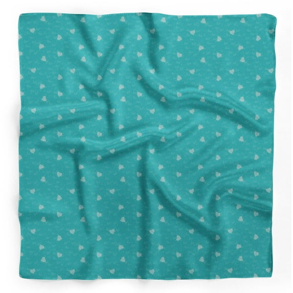 Bimba Green Heart & Love Text Pure Silk Printed Scarf Dupatta Head Neck Wrap Bandanas For Women 40 x 80 Inches