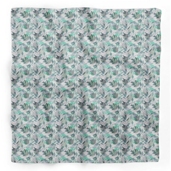 Bimba Green Leaves Leaves Pure Silk Printed Head Bandanas Summer Neck Wrap Scarf 40 x 40 Inches