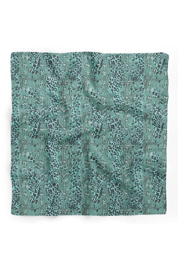 Green Leopard & Snake Animal Skin Pure Silk Printed Scarf Dupatta Head Neck Wrap Bandanas For Women 40 x 40 Inches
