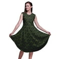 thumbnail image 1 of Bimba Green Rays Tie-Dye Printed Knee Length Ladies Sleeveless Holiday Wear Tank Dress-Small, 1 of 1