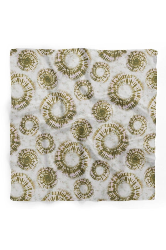 Green Swirl Tie-Dye Pure Silk Printed Head Bandanas Summer Neck Wrap Scarf 40 x 40 Inches