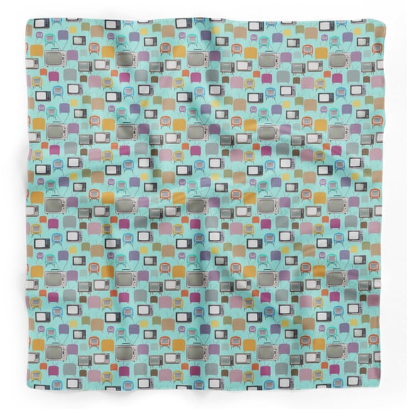 Bimba Green Television Mix Pure Silk Printed Head Bandanas Summer Neck Wrap Scarf 40 x 40 Inches
