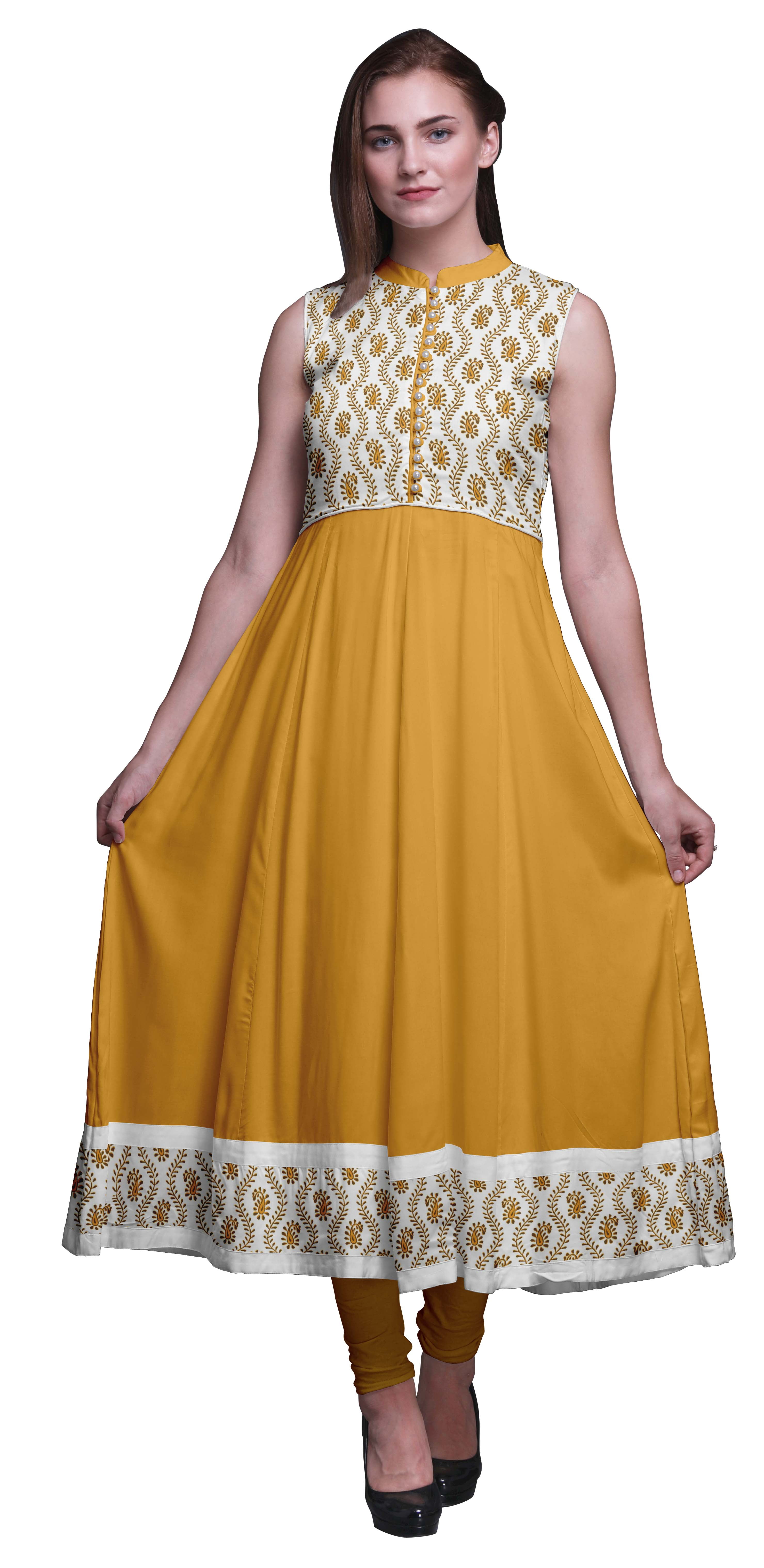 Orange Sleeveless Long Kurti at best price in Jaipur | ID: 20266480955