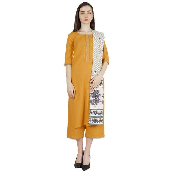 Bimba Indian Designer Cotton Kurta Set For Women With Printed Dupatta Traditional Ethnic Wear