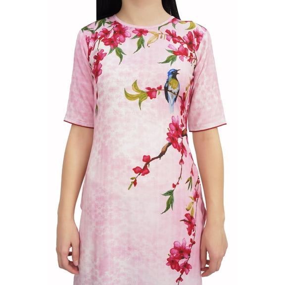 Bimba Indian Summer Tunic Women's Kurti Rayon Pink Printed Kurta Long Blouse-10