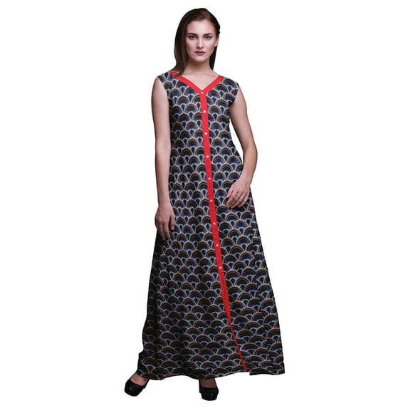 Bimba Indigo Blue2 Shibori Anarkali Dress For Women Indian Ethnic Printed Kurti Long Kurta Party Dress Medium
