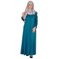 thumbnail image 1 of Bimba Islamic Clothes For Women Long Dress With Printed Hijab/Scarf Rayon Abaya Maxi Front Button Muslim Dress, 1 of 6