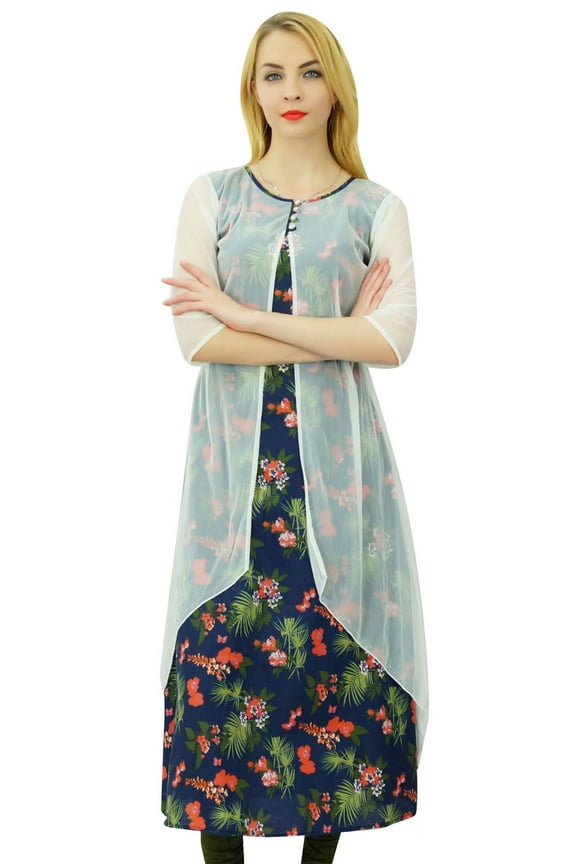 Ladies Floral Print Cotton Kurta Kurti Indian Designer Clothing Kurti Dress Tunic