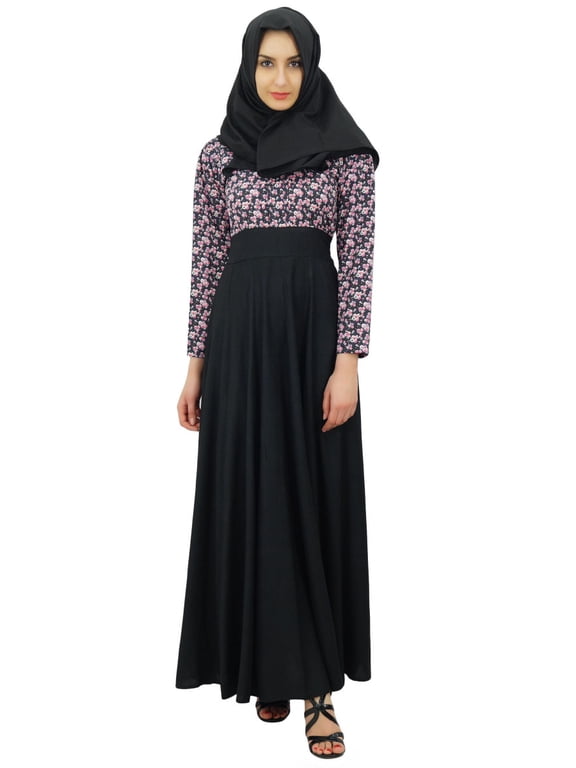 Ladies Maxi Muslim Abaya Rayon Dress Jilbab With Cotton Hijab