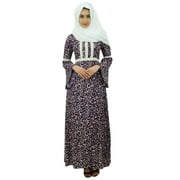 Bimba Ladies Muslim Maxi Lace Kimono Abaya Rayon Dress Jilbab With Hijab