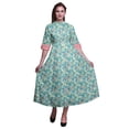 thumbnail image 1 of Bimba Leaves Ladies Button Down Print Dress A-Line Cocktail Party Shirt Dress-XXX-Large, 1 of 1
