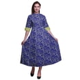 thumbnail image 1 of Bimba Leaves Printed Roll Up Sleeves Button Down Mid-Calf Women Shirt Dress-X-Large, 1 of 5