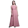 thumbnail image 1 of Bimba Leaves Women Long Tank MaxiÂ&nbsp;Dress Round Neck Printed Party Gown-Large, 1 of 5