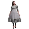 thumbnail image 1 of Bimba Light Gray3 Geometric Curve Diamond Print Long Anarkali For Women Indian Kurti Casual Ethnic Tunic XXX-Large, 1 of 5