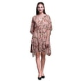 thumbnail image 1 of Bimba Light Pink Salmon Bird Red Berries,Nest & Eurasian Bullfinch Beach Kaftan Bikini Cover up Womens Midi Dress Short Caftan-S-L, 1 of 5