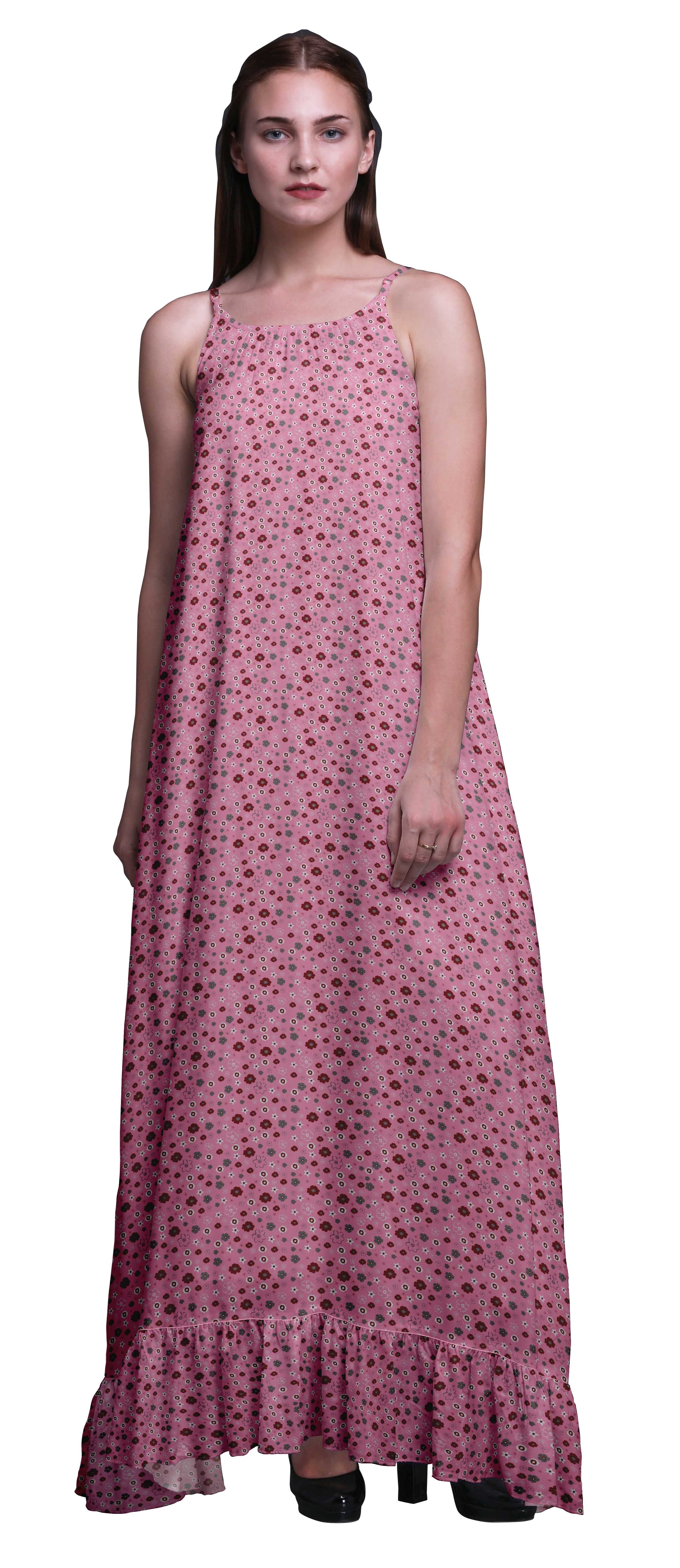 Bimba Light Pink2 Artistic Flower Womens Sleepwear Long Nightgown