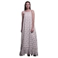thumbnail image 1 of Bimba Light Pink6 Floral Leaves & Blue Flower Womens Sleepwear Long Nightgown Printed Spaghetti Strap Ladies Nightwear Small, 1 of 5