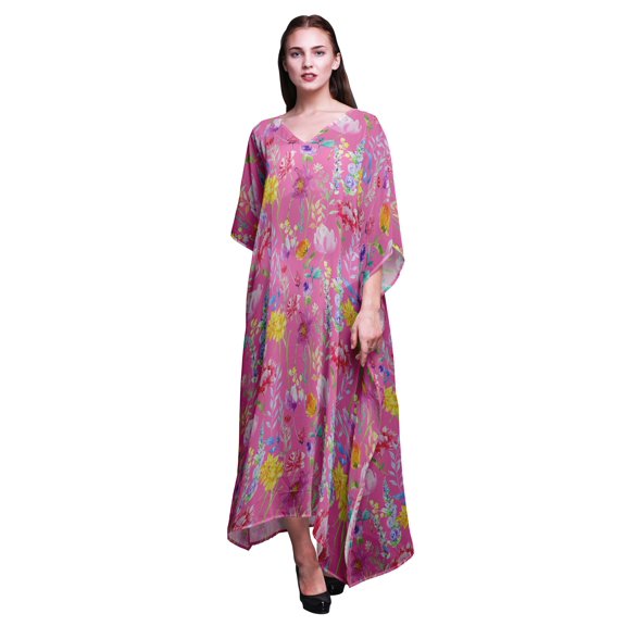 Bimba Long Caftan Maxi Dress Beach Swimwear Cover up Womens Kaftan Light Pink