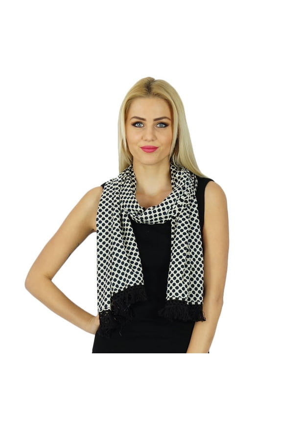 Long Cotton Scarf With Pom Pom Tassels Scarves Accessories Gift For Her