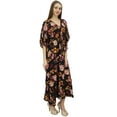 thumbnail image 1 of Bimba Long Dress Caftan Drawstring Black Gown Nightdress Kaftan Casual Dress-4, 1 of 5