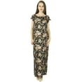 thumbnail image 1 of Bimba Long Maxi Gown Floral Rayon Dress- Both Side Slits Classic Summer Wear, 1 of 5