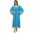 thumbnail image 1 of Bimba Long Printed Kimono Sleeve Kaftan Designer Night Dress Coverup Maxi Caftan, 1 of 7