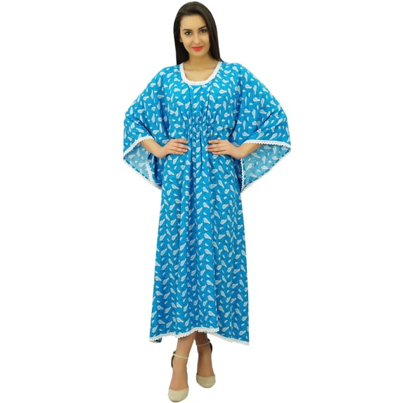 Bimba Long Printed Kimono Sleeve Kaftan Designer Night Dress Coverup Maxi Caftan
