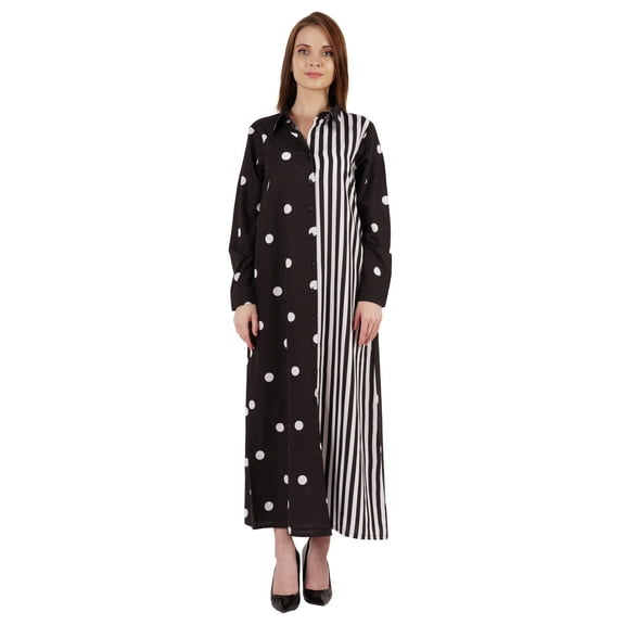 Bimba Long Sleeve Printed Maxi Shirt Dress For Womens Casual Loose Fit Button Down Dresses