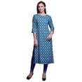 thumbnail image 1 of Bimba Long Straight Dresses For Women Printed 3/4 Sleeve Indian Clothing, 1 of 6