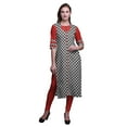 thumbnail image 1 of Bimba Long Straight Kurti For Women Printed Indian Rayon Slub 3/4 Sleeve Tunic, 1 of 6
