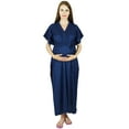 thumbnail image 1 of Bimba Maternity Hospital Kaftan With Belt Rayon Nursing Night Gown, Front & Back Buttons, 1 of 8