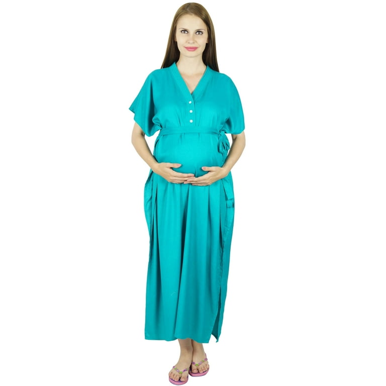 Bimba Maternity Hospital Kaftan With Belt Rayon Nursing Night Gown