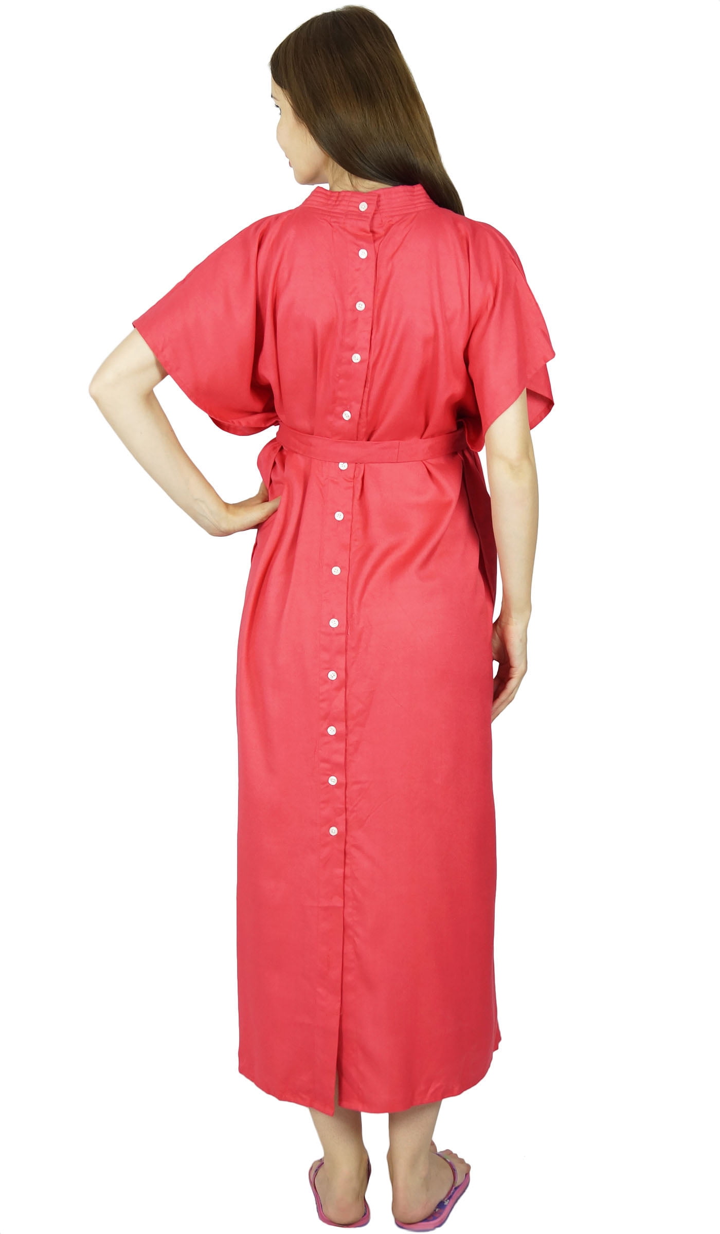 Bimba Mutterschafts-Kaftan Mit Gürtel – Rayon, Knöpfe Vorne/hinten, Für Schwangerschaft & Stillzeit