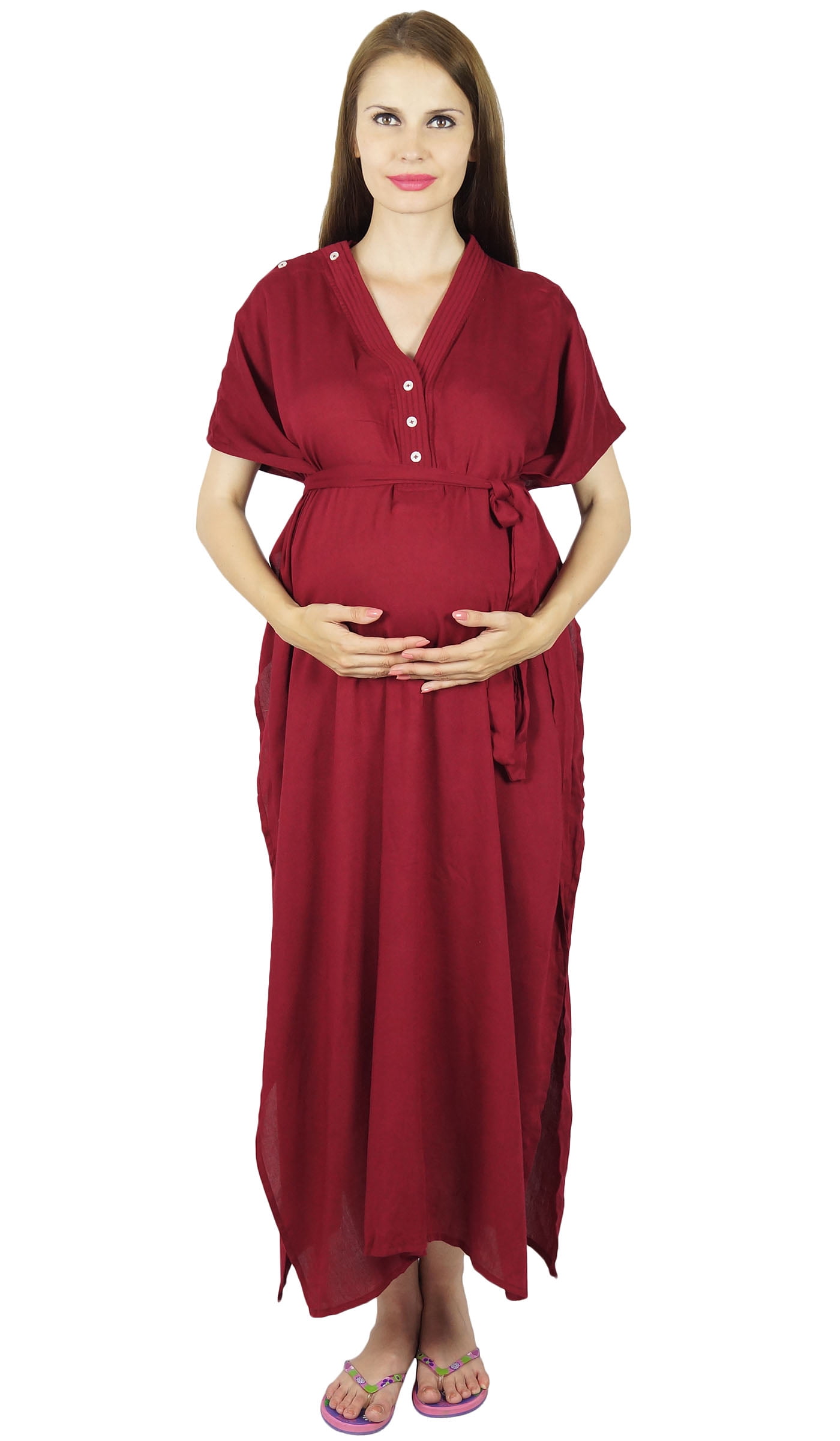 Bimba Nursing Kaftan Mit Frontknöpfen – Baumwoll-Nachthemd Für Schwangere, Perfekt Als Baby-Shower-Geschenk