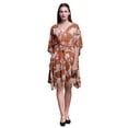 thumbnail image 1 of Bimba Medium Orange Floral Saucer Magnolia Short Caftan Midi Dress Beach Swimwear Cover up Womens Kaftan-S-L, 1 of 5