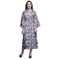 thumbnail image 1 of Bimba Medium Purple Floral Leaves & Ranunculus Cotton Robe Women Long Bridesmaid Getting Ready Shirt Dresses Printed Kimono Robe Cotton M, 1 of 5